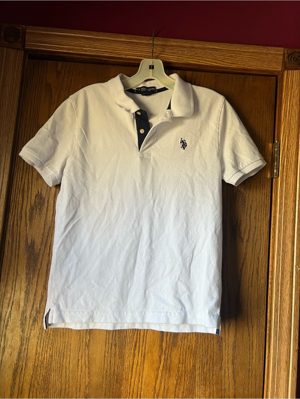 Polo Shirt - White with Navy Trim boys 14/16